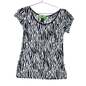 Y2K burnt broccoli Zebra Mesh Top Emo Scene Grunge Coquette Sheer Stretch Goth M